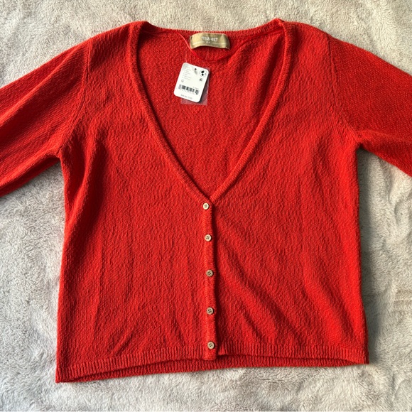 NWT Free People Free-est Ameena Cardigan Sweater Fiesta Red Size M - Picture 7 of 9